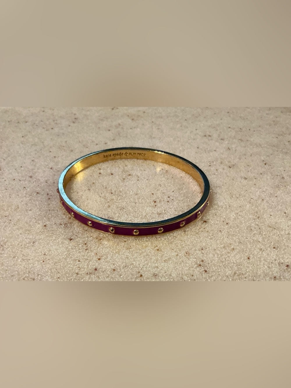 kate spade Gold-Tone Bangle with Purple  Enamel and Studs 7 3/4